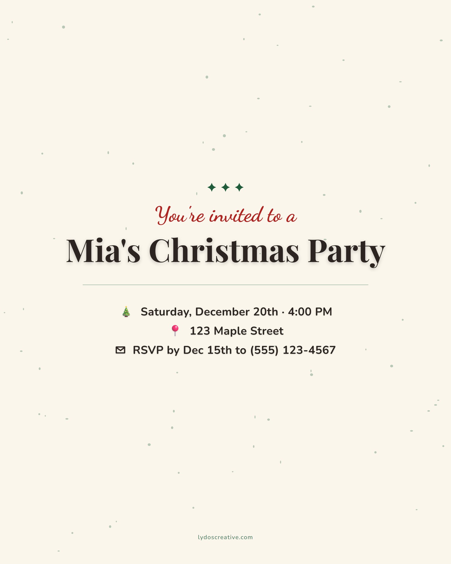 Modern Minimal Green Christmas party invitation